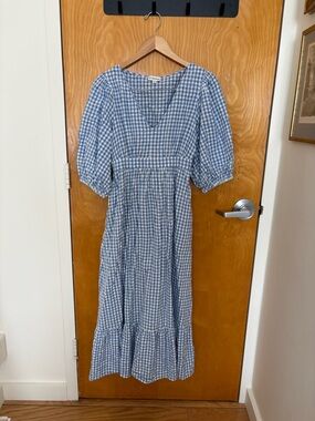 The Drop blue gingham maxi dress